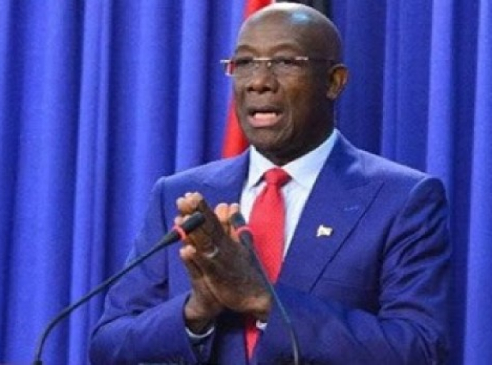 Prime Minister Dr. Keith Rowley speaking at news conference (CMC Photo)