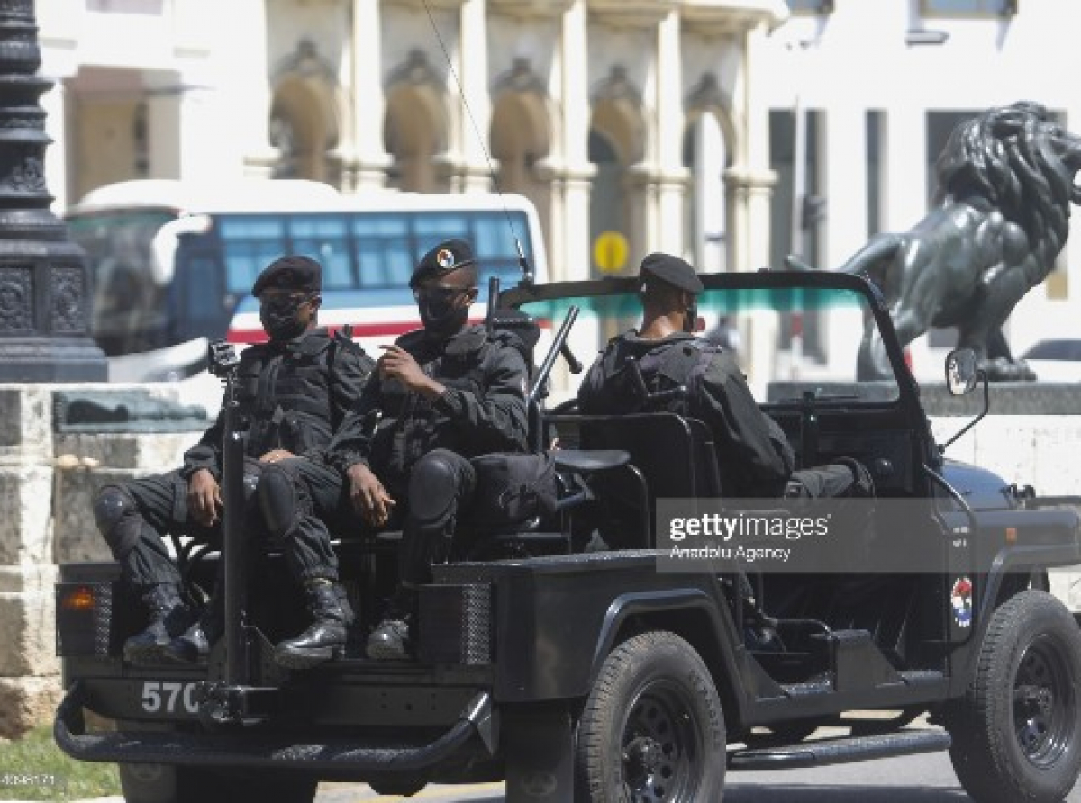 HAVANA, CUBA - JULY 21: Special forces troops patrol at Prado Avenue following the protests in Cuba, Havana on July 21, 2021. (Photo by Yander Zamora/Anadolu Agency via Getty Images)