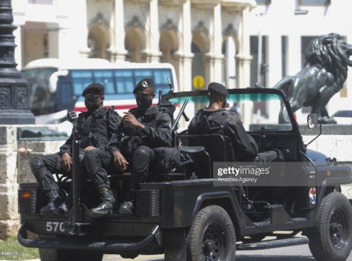 HAVANA, CUBA - JULY 21: Special forces troops patrol at Prado Avenue following the protests in Cuba, Havana on July 21, 2021. (Photo by Yander Zamora/Anadolu Agency via Getty Images)