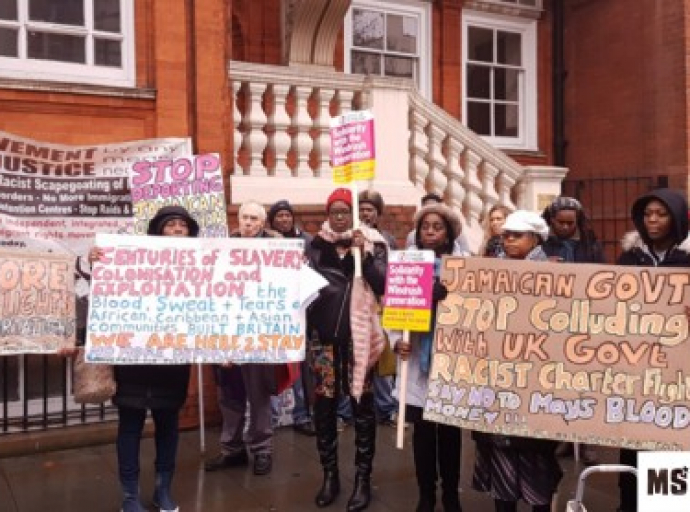 "Movement for Justice" Activists Block Jamaica Bound UK Deportation Flight