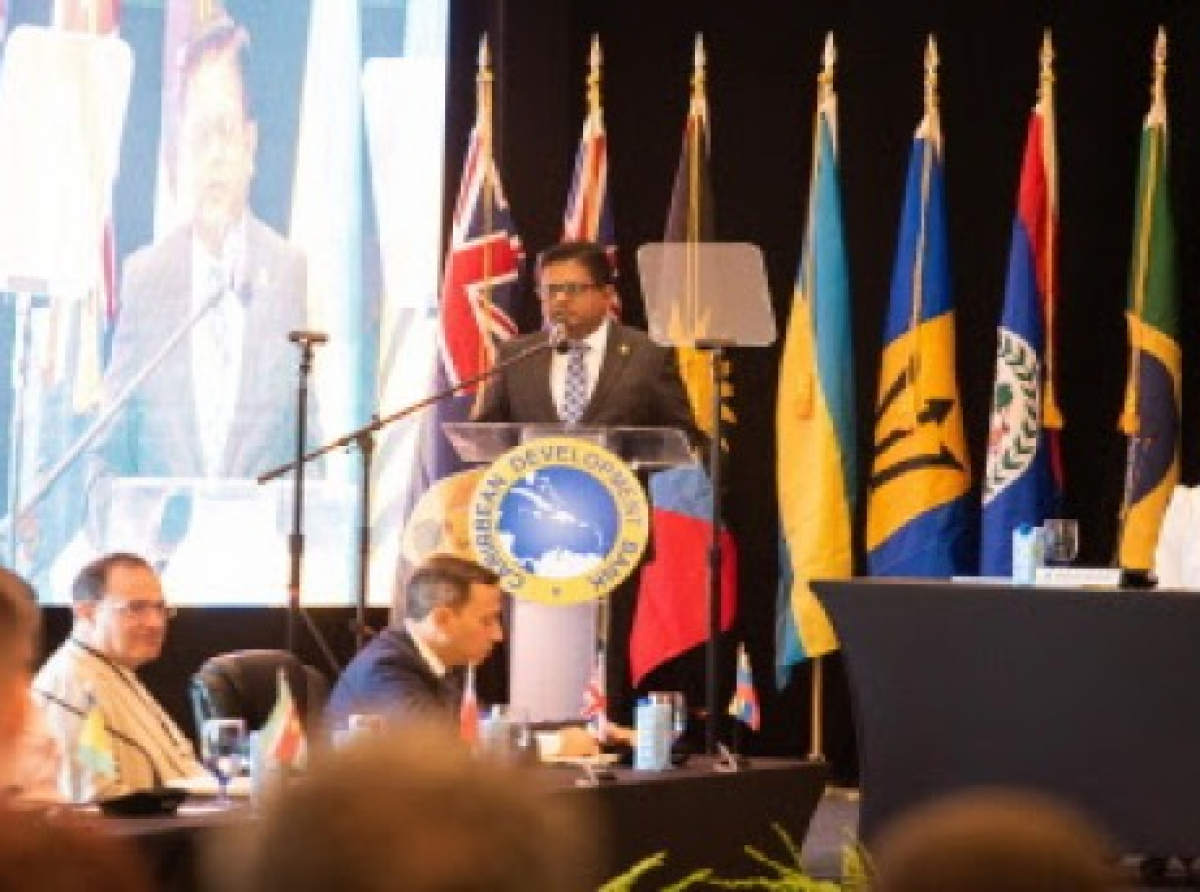 Guyana Finance Minister Dr. Ashni K. Singh, addressing CDB’s 52nd board of governors meeting (CMC Photo)