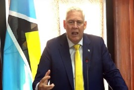 Prime Minister Allen Chastanet delivering budget speech (CMC Photo)