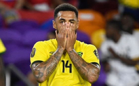 Watford’s Reggae Boy Andre Gray reacts during the contest against Costa Rica on Tuesday night.