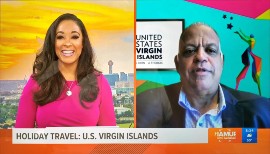 USVI Commissioner of Tourism Joseph Boschulte (right) speaks with WFAA (ABC 8) morning anchor Cleo Greene on Sunday.