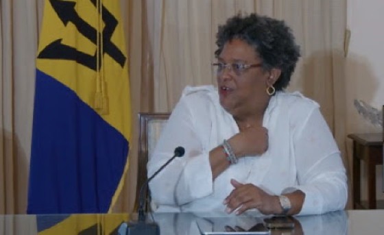 Prime Minister Mia Mottley at Friday’s news conference (CMC Photo)