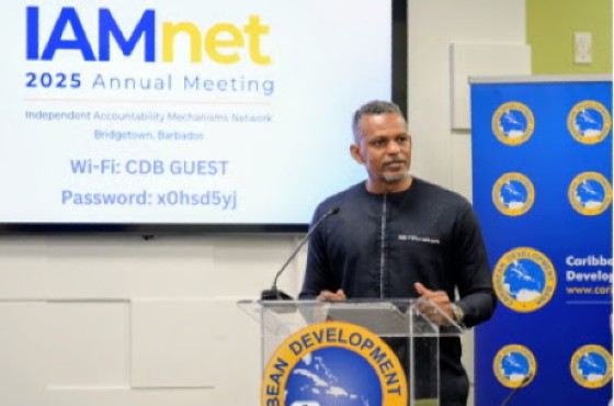 CDB President, Daniel Best, addressing the three day 22nd annual meeting of the Independent Accountability Mechanisms Network (IAMNet).