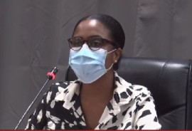 Dr. Myana Charles, speaking at post cabinet news conference (CMC Photo)