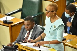 Education and Youth Minister, Fayval Williams, speaking in Parliament on Tuesday (JIS Photo)