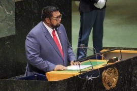 Guyana’s President Irfaan Ali speaking at the UN General Assembly