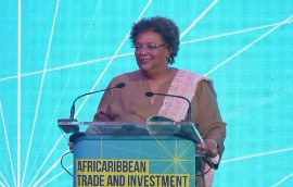 Host Prime Minister Mia Mottley addressing the opening ceremony of the AfriCaribbean Trade and Investment Forum.