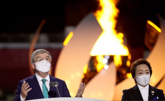 IOC president Thomas Bach speaks during the closing ceremony on Sunday.