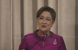 Opposition Leader Kamla Persad Bissessar making her contribution to the national budget debate