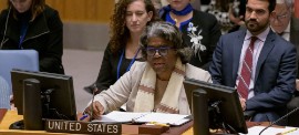 Ambassador Linda Thomas-Greenfield of the United States addresses the UN Security Council meeting on Haiti. (UN Photo)