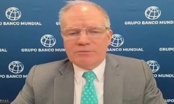 Chief Economist for Latin America and the Caribbean, William Maloney, speaking at news conference on Wednesday (CMC Photo)
