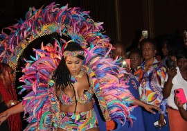 One of the costumes on display at the launch of Caribbean Carnival. (Photo credit: Nelson King)