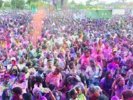 Phagway celebrations in Guyana last Friday. (Photo courtesy of Guyana Times)