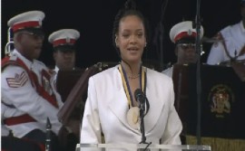 International superstar, Rihanna, addressing the ceremony where she was named a National Hero, The singer, whose hits include “Diamonds, Umbrella, What’s My Name and Don’t Stop the Music,” told the ceremony that she never envisage being given the award.