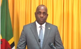 Prime Minister Roosevelt Skerrit announcing the date for a snap general election in Dominica (CMC Photo)