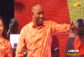 Prime Minister and DLP leader, Roosevelt Skerrit campaigning in Cocaine on Sunday night (CMC Photo)