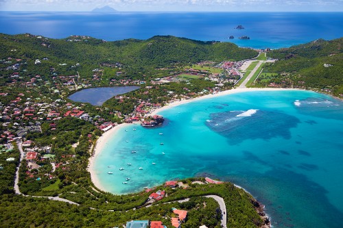 aerial view of St.Jean Bay with Eden Rock, St. Barths, French West Indies