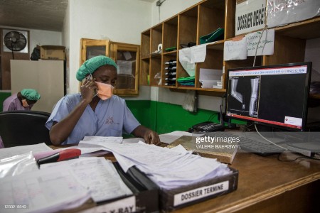 M?decins Sans Fronti?res is celebrating 50 years across the world and 30 years in Haiti, as a medical worker is seen at the Martissant Hospital, in  Martissant, Haiti on May 31, 2021. - Haiti, the poorest country in the Americas, is facing a spike in Covid-19 cases on top of chronic poverty, crime including kidnappings by street gangs, and recurrent natural disasters. (Photo by Valerie Baeriswyl / AFP) (Photo by VALERIE BAERISWYL/AFP via Getty Images)