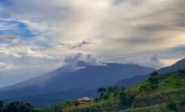 La Soufriere volcano on Friday (CMC Photo)