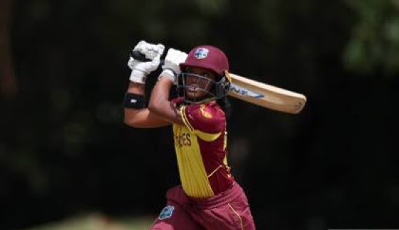 Player-of-the-Match Zaida James goes on the attack during her fifty against Indonesia.