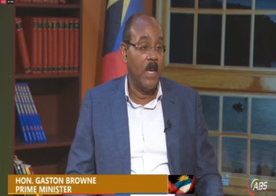 Prime Minister Gaston Browne as he appeared on the ABS Radio and TV on Sunday night (CMC Photo)