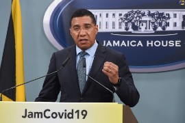 Prime Minister Andrew Holness hosting a digital press conference on COVID-19 on May 18th. (JIS Photo)