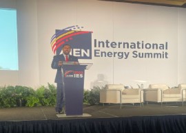 Energy and Energy Industries Minister Stuart Young addressing AIEN conference in Miami (Photo courtesy Ministry of Energy)