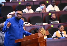 President Ali delivering the feature remarks at the launch of the Guyana Digital School on Friday