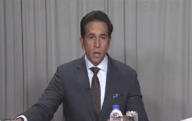 Former attorney general, Faris Al-Rawi addressing news conference on Monday (CMC Photo)