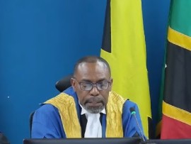 Justice Winston Anderson addressing the special sitting of the CCJ on Monday (CMC Photo)