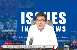 Attorney General and Minister of Legal Affairs, Anil Nadlall, speaking during his “Issues in the News” programme on Tuesday night (CMC Photo)