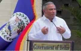 Prime Minister John Briceno addressing the nation on Monday (CMC Photo)
