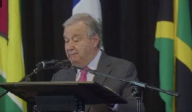 Un Secretary General, Antonio Guterres, addressing the 43rd CARICOM Summit (CMC Photo)