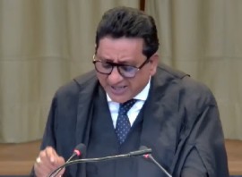 Guyana’s Attorney General and Minister of Legal Affairs addressing the ICJ on Friday (CMC Photo)