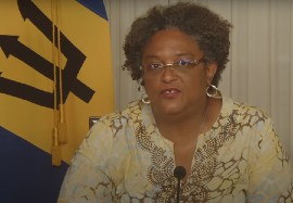 Prime Minister Mia Mottley, announcing the composition of her new Cabinet via livestream. (file photo)