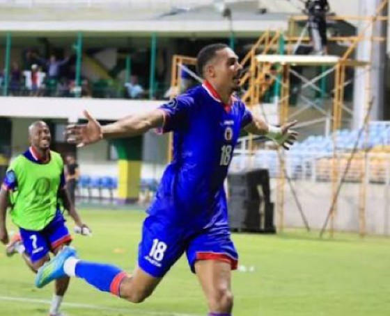 Haiti’s Wilson Isidor celebrates after scoring the winner against Trinidad and Tobago in their Nations League encounter.