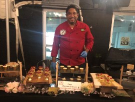Chef Baldwin Shields of Johnny Cakes showcasing his famous exotic Jamaican flavors such as Red Stripe Beer Jamaican Rum-Raisin, Blue Mountain Coffee and Sorrel