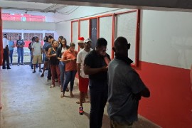 Voters line up to cast their ballots in the general election in St. Lucia (CMC Photo)