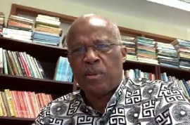 Cairman of the Caribbean Community (CARICOM) Reparations Commission (CRC), Professor Sir Hilary Beckles, speaking at news conference on Tuesday CMC Photo)