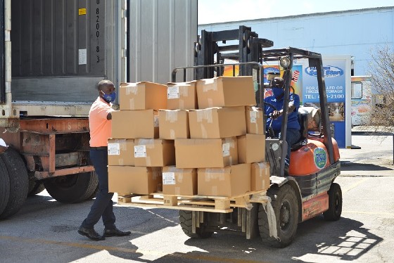 BICO’s Sales and Business Development Manager, DwayneHolmes, doing final checks on some of the products headed to Dominica.