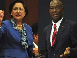 Prime Minister Dr. Keith Rowley (right) and Opposition Leader, Kamla Persad Bissessar (left) (File Photo)