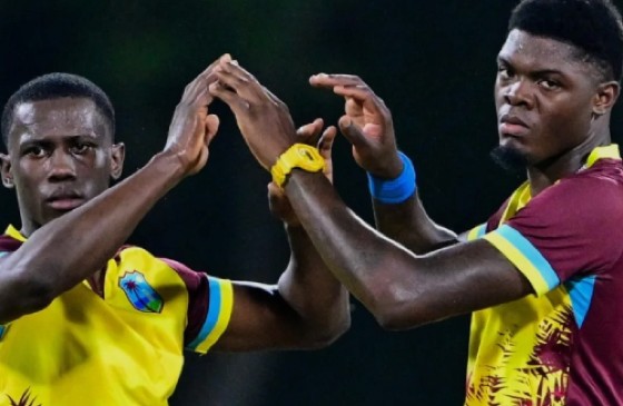 West Indies fast bowlers Shamar Joseph (left) and Alzarri Joseph (right).