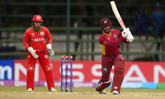 Brandon King drives during his second ODI hundred on Wednesday. (Photo courtesy CWI Media)