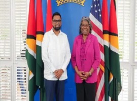 CARICOM chairman and Guyana President Dr Irfaan Ali and US Ambassador to the United Nations, Linda Thomas-Greenfield