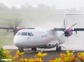 BW 297 was greeted to a water salute upon its arrival in Dominica. Following a non-stop flight from Puerto Rico. Photo courtesy @767AVIATOR. 