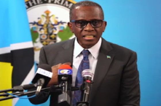 Prime Minister Phillip J Pierre and news conference (CMC Photo)