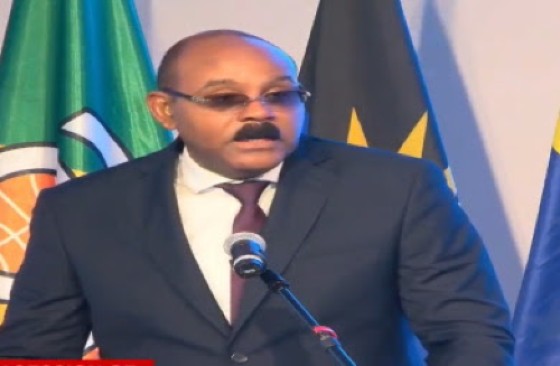 Prime Minister Gaston Browne addressing inaugural European Union-Caribbean Parliamentary Assembly on Monday (CMC Photo)